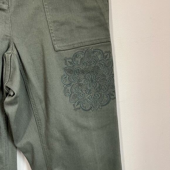 J.Jill Cargo Pants 15P Sage Green Stretch Embroidered Pockets Ankle Utility - Picture 8 of 8